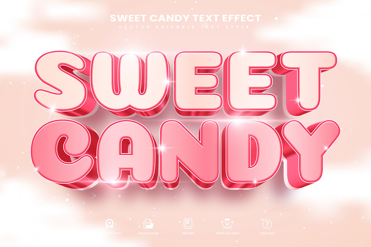 Sweet Candy Editable Text Effect, a Layer Style Add-On by Niestart Creation (Photo 1 of 2)