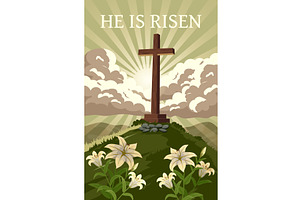 He Is Risen Poster Easter Cross with