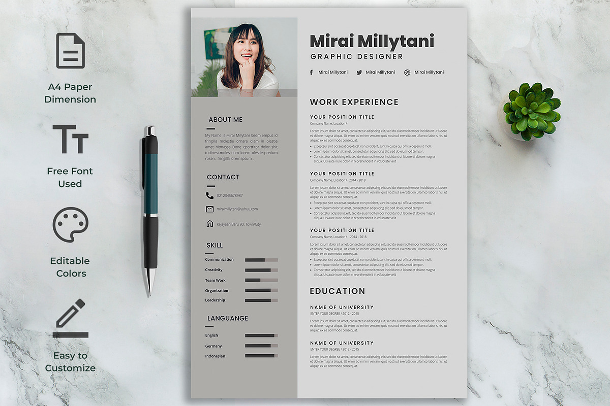 Elegant Resume, a Resume Template by ResumeFabs