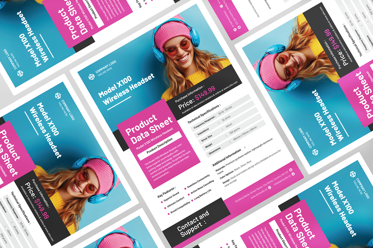 Product Data Sheet Wireless Headset, a Stationery Template by Annora Studio (Photo 3 of 5)