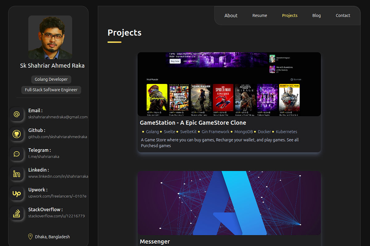DarkGolden Customizable Portfolio, a React Template by skshahriarahmedraka (Photo 5 of 13)