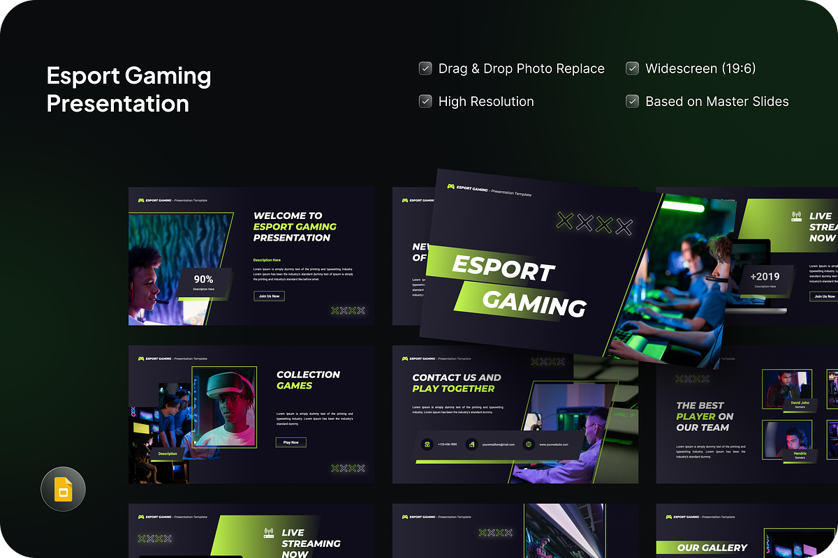 Esport Gaming Google Slides, a Presentation Template by SquidPixey (Photo 1 of 7)