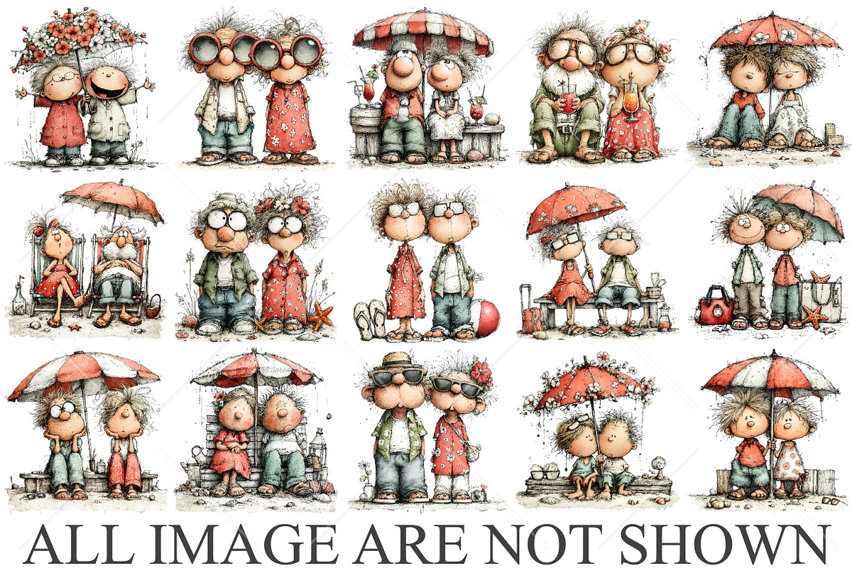 Whimsical Senior Couple Summer PNG, a Seasonal Illustration by Canvas Craft (Photo 4 of 10)