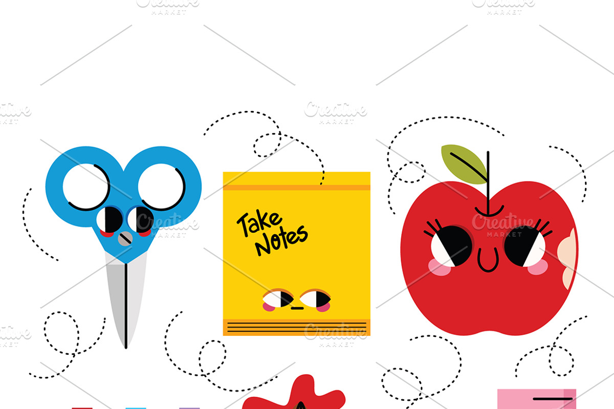 Cute Cartoon School Stationery Set, an Object Graphic by MISS CHATZ (Photo 3 of 3)