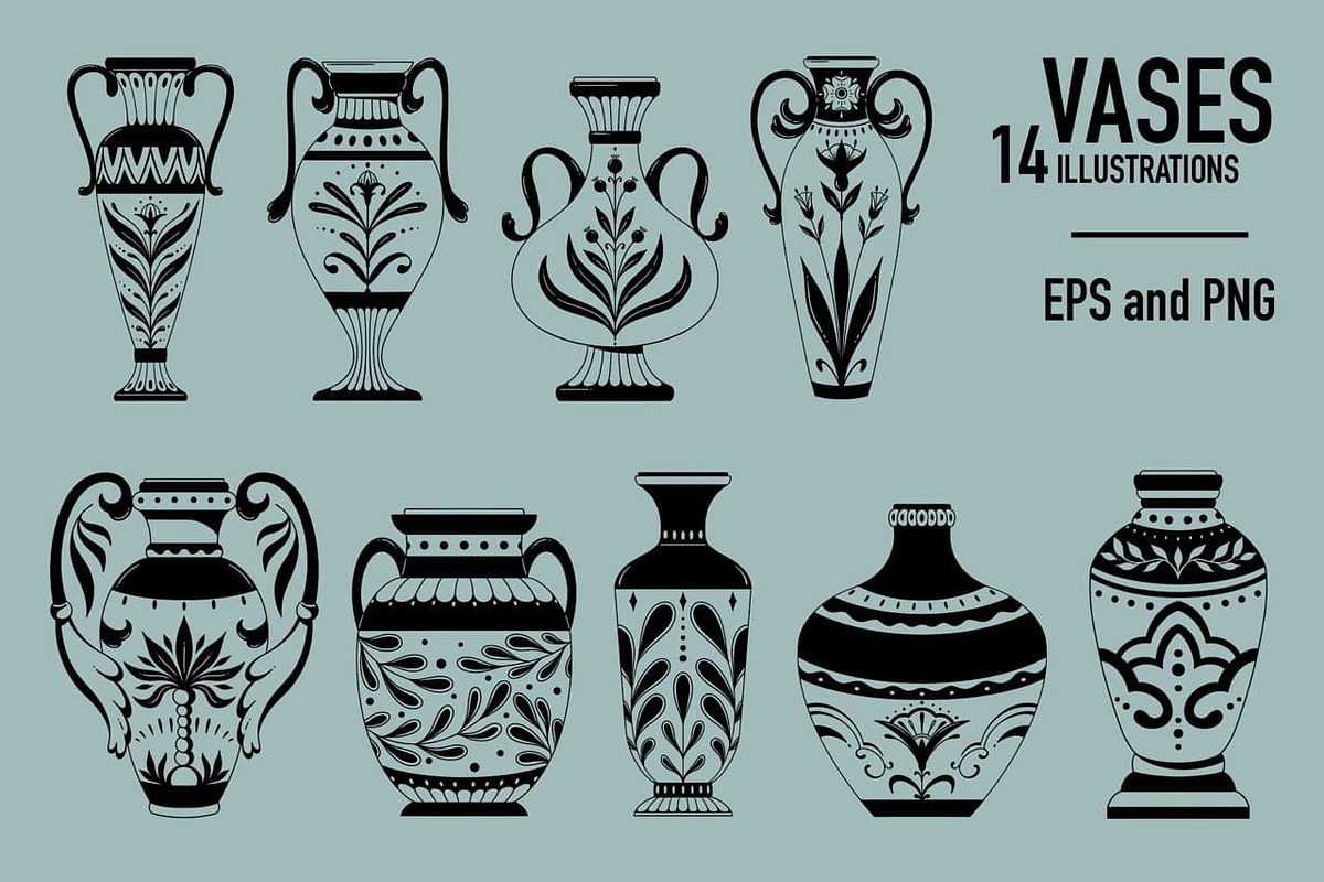 Vases. Graphic clipart + patterns., a Graphic by heyXeni (Photo 3 of 5)