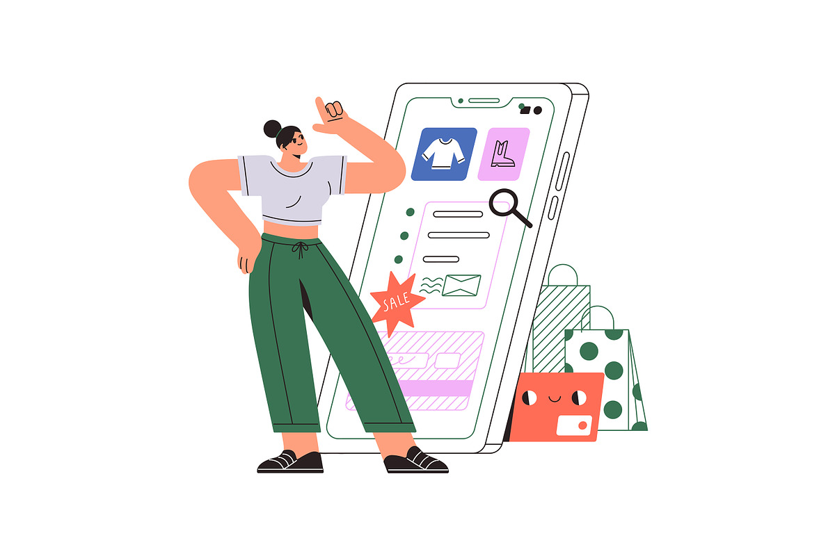 Online shopping & delivery concepts, a Person Illustration by PaperTrident (Photo 4 of 11)