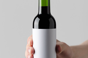 Wine quarter mini bottle mockup JPEG, a Food & Drink Photo by Shablon
