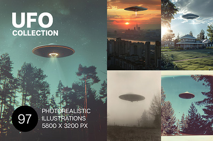 97 UFO objects flying in the sky, a Transportation Photo by Handmadefont