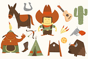 Cowboy western clip-art pack, an Illustration by Pelican graphics (Thumbnail 1 of 2)