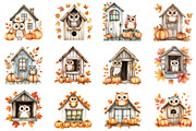 Autumn Owl House Sublimation, an Illustration by CitraGraphics (Thumbnail 3 of 6)