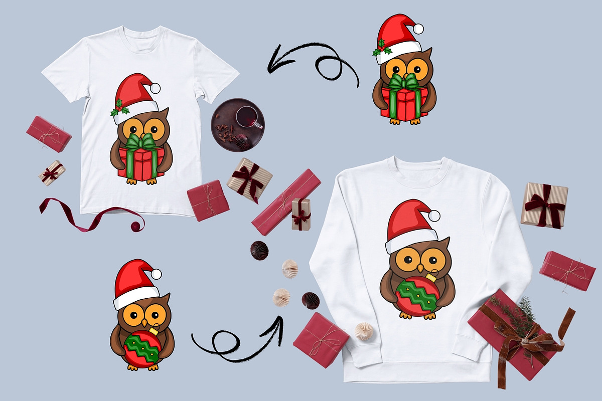 Christmas Owl: Patterns & Clipart, a Seasonal Illustration by Elatedowl (Photo 11 of 16)