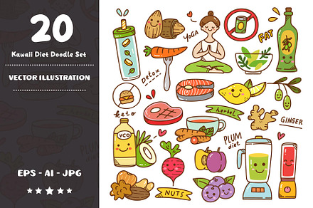 Kawaii Clean Eating Diet Doodles