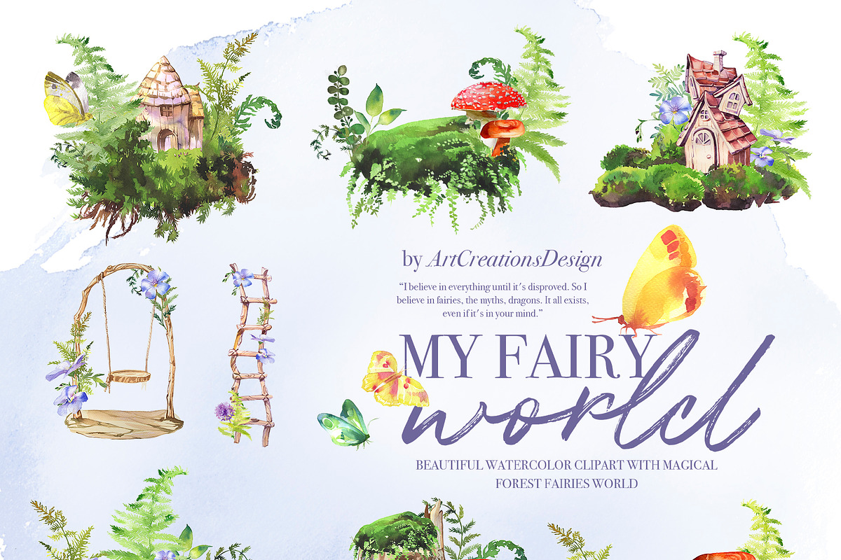 Hand-Painted My Fairy World Clipart, a Person Illustration by ArtCreationsDesign (Photo 4 of 15)