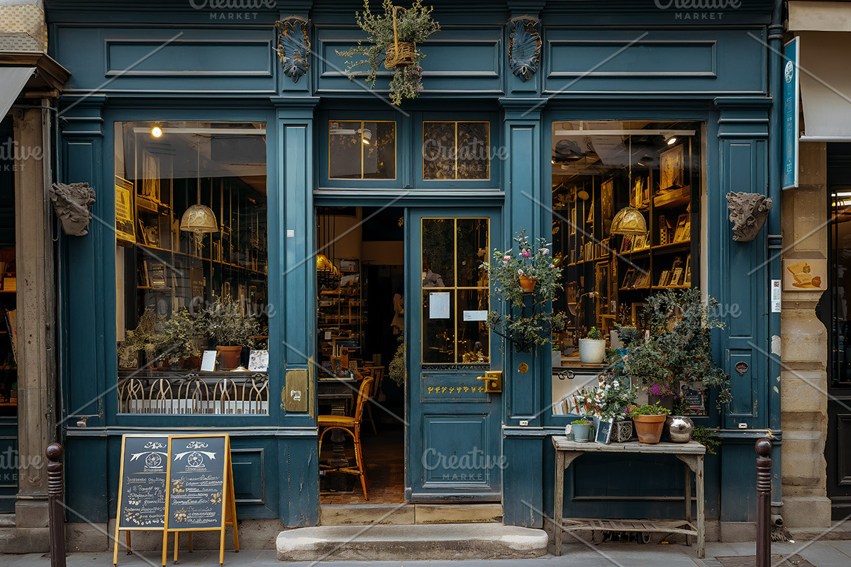 vintage wooden shop front facade, a Templates & Theme by VetalStock