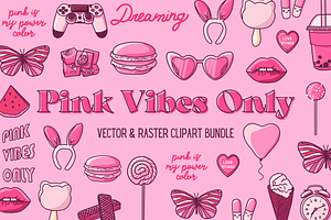 Pink Vibes Only Glam Girl Clipart