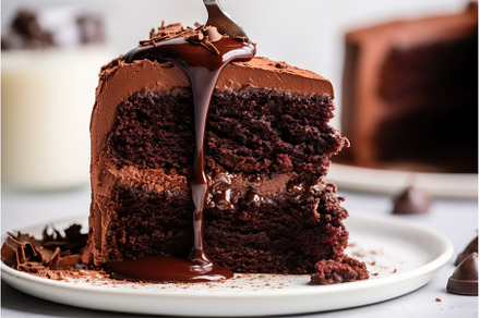 chocolate cake with a bite taken out, a Food & Drink Photo by Sergey Kotenev