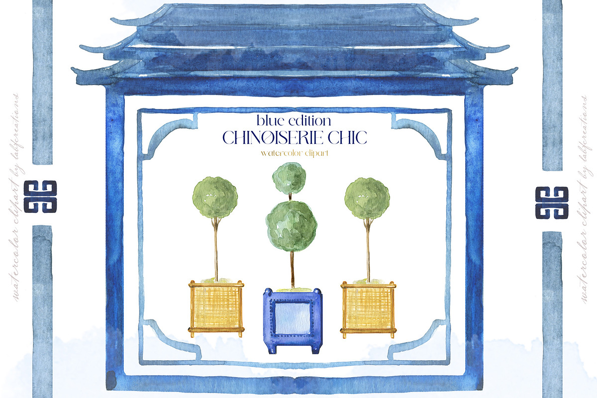 Chinoiserie Blue Watercolor, a Decorative Illustration by LABFcreations (Photo 6 of 10)