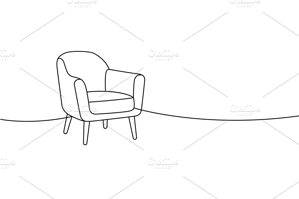 Minimalist outline modern armchair, an Object Illustration by GraphiShop