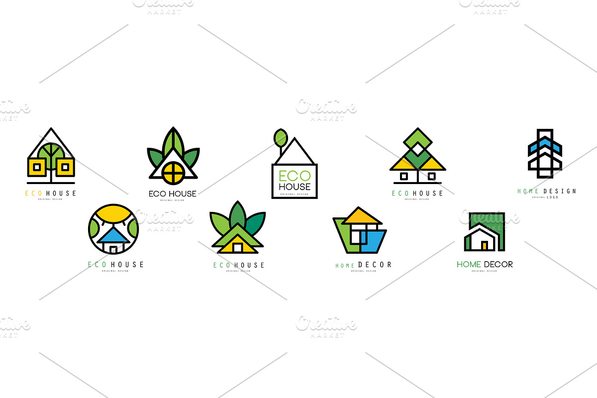 Eco House Original Logo and Label, an Object Illustration by TopVectors