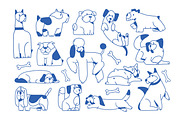 Funny doodle dogs, line art set, an Animal Illustration by PaperTrident (Thumbnail 1 of 4)