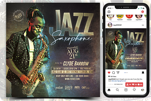 Jazz Saxophone Flyer, a Flyer Template by regalDRAW