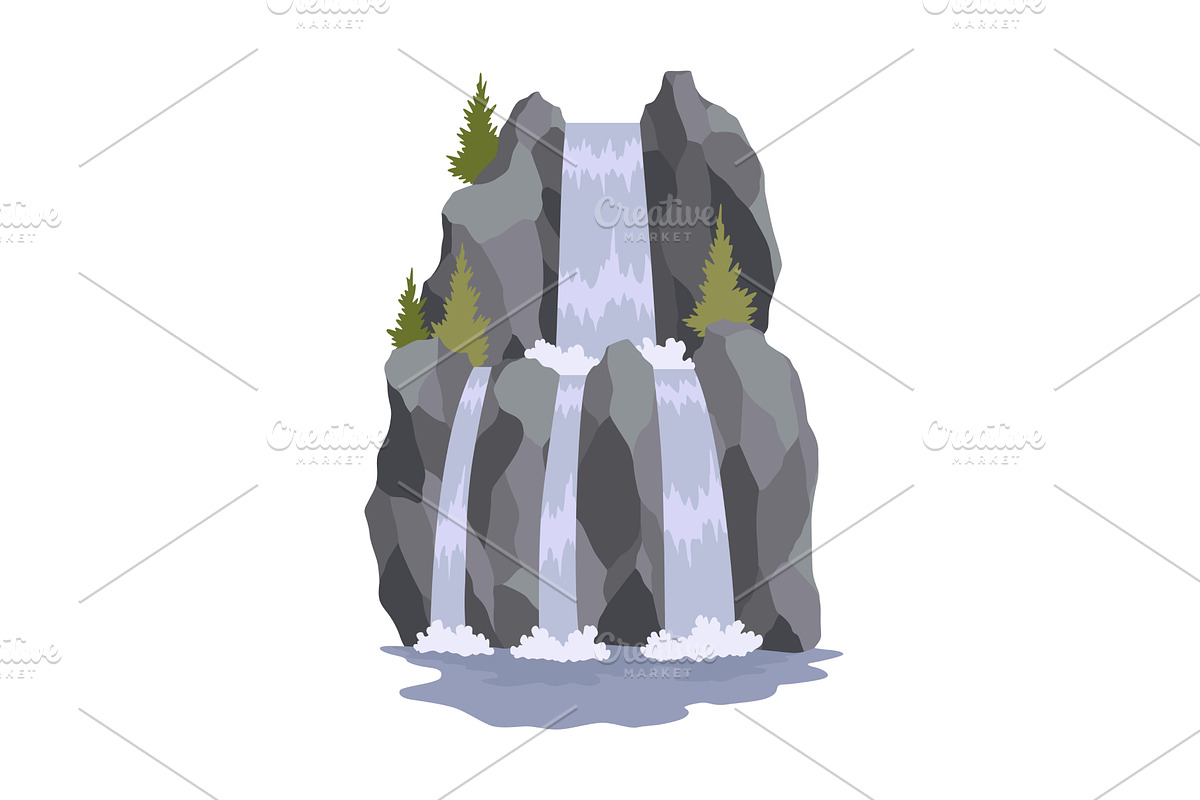 Cartoon river cascade, an Illustration by Things for designers