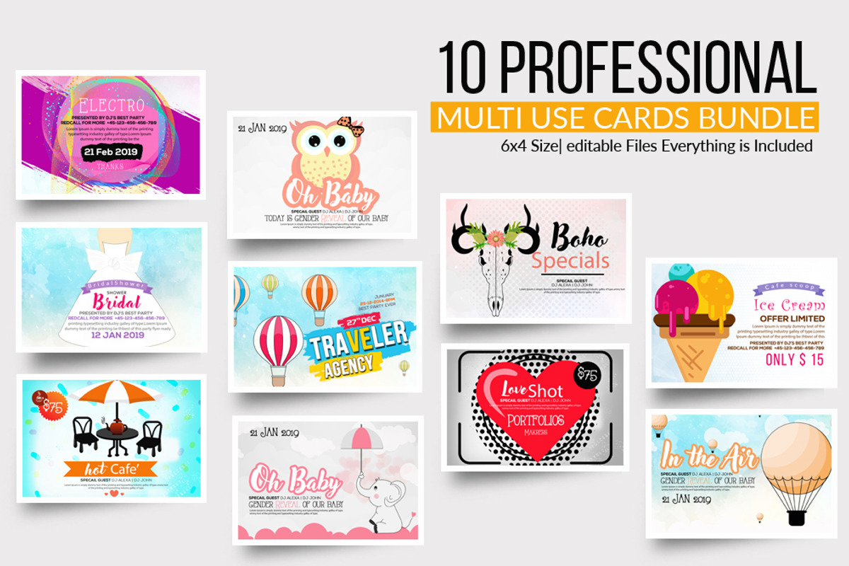 Multi Use Card Psd Template Bundle, an Invitation Template by Business ...