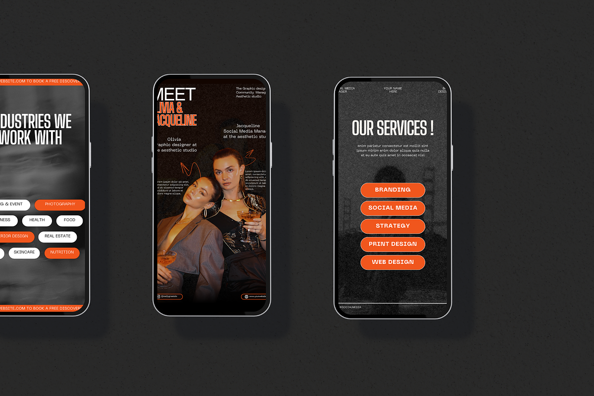 Black & Orange Social Media Template, a Social Media Template by My Template Studio (Photo 2 of 19)