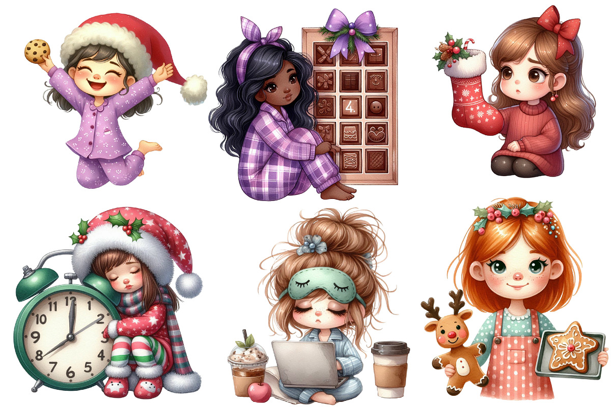 Quirky Christmas Girl Clipart, an Illustration by Designworld (Photo 3 of 6)