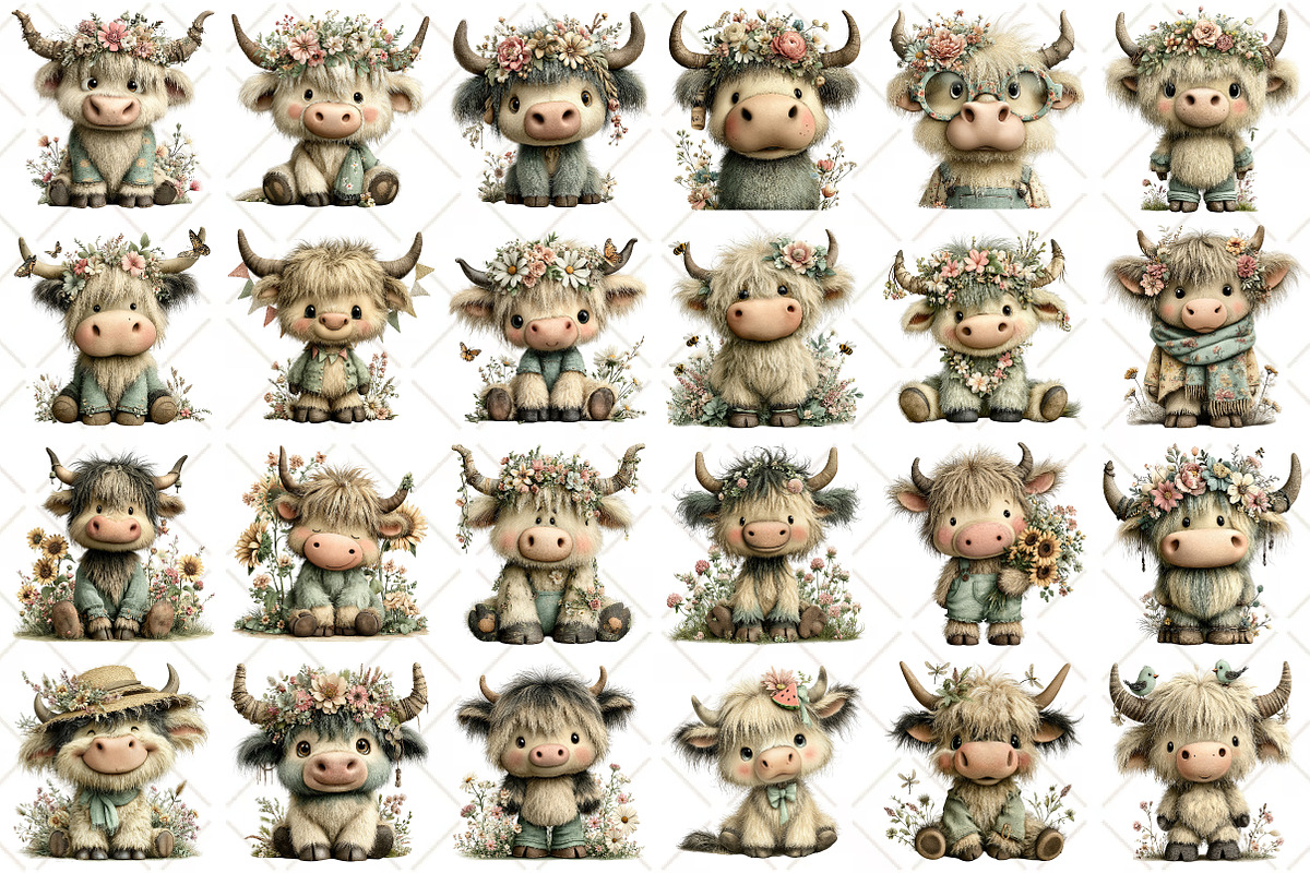 Whimsical Summer Highland Cow, an Illustration by Black Bird Studio (Photo 2 of 6)