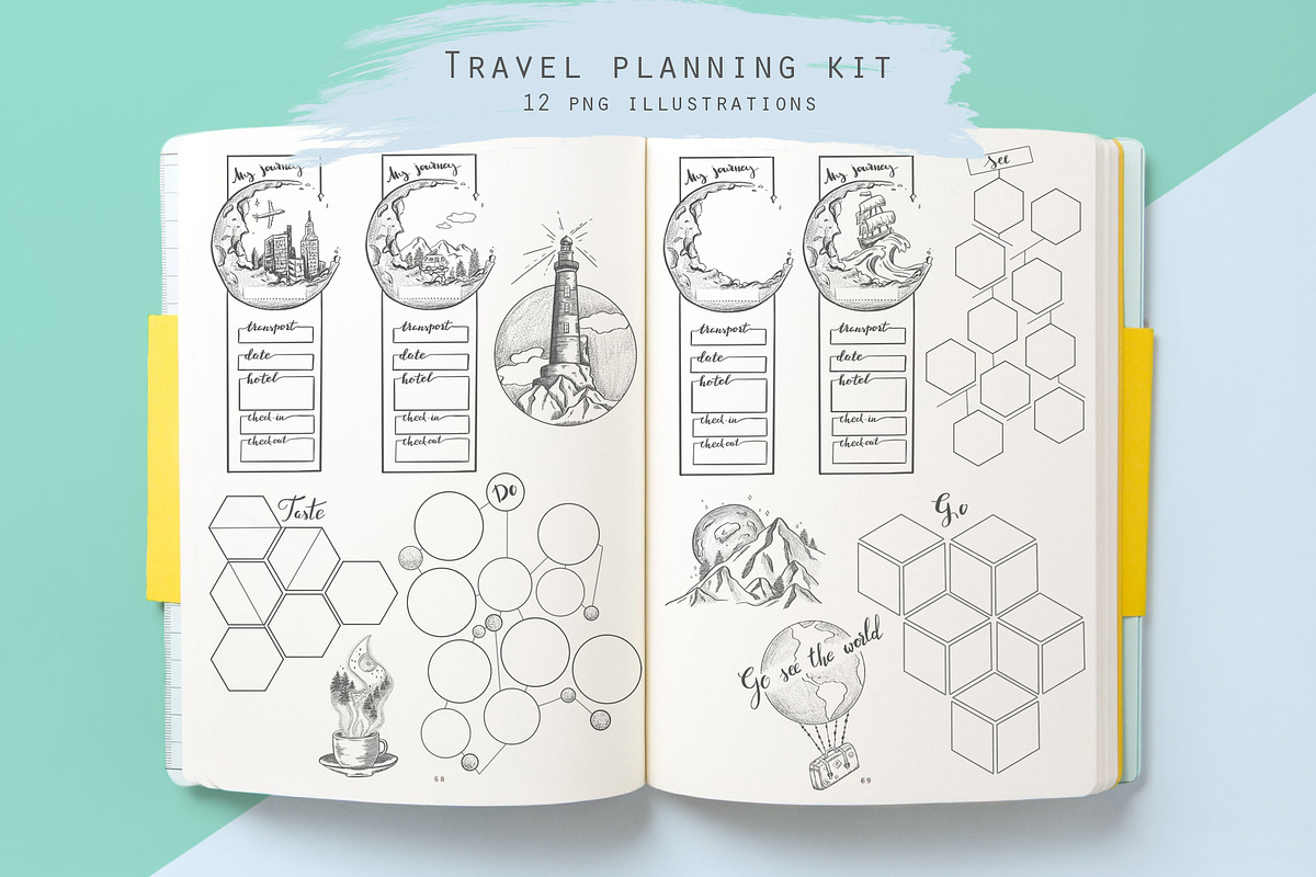 Travel planning kit, an Illustration by Kate Snitser (Photo 1 of 8)