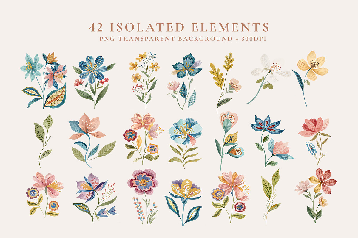 Spring Folk Flowers Collection, a Graphic by Paper Flowers Studio (Photo 2 of 8)