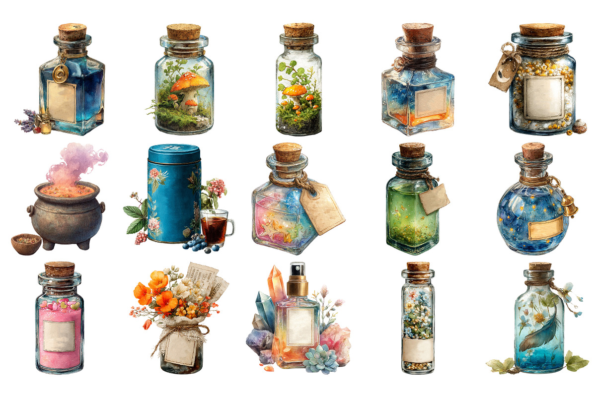Fairy Apothecary Watercolor Clipart, an Illustration by Craft Nest (Photo 3 of 4)