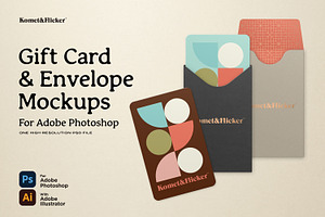Gift Card & Envelope Mockups, a Merchandise Mockup by Komet & Flicker