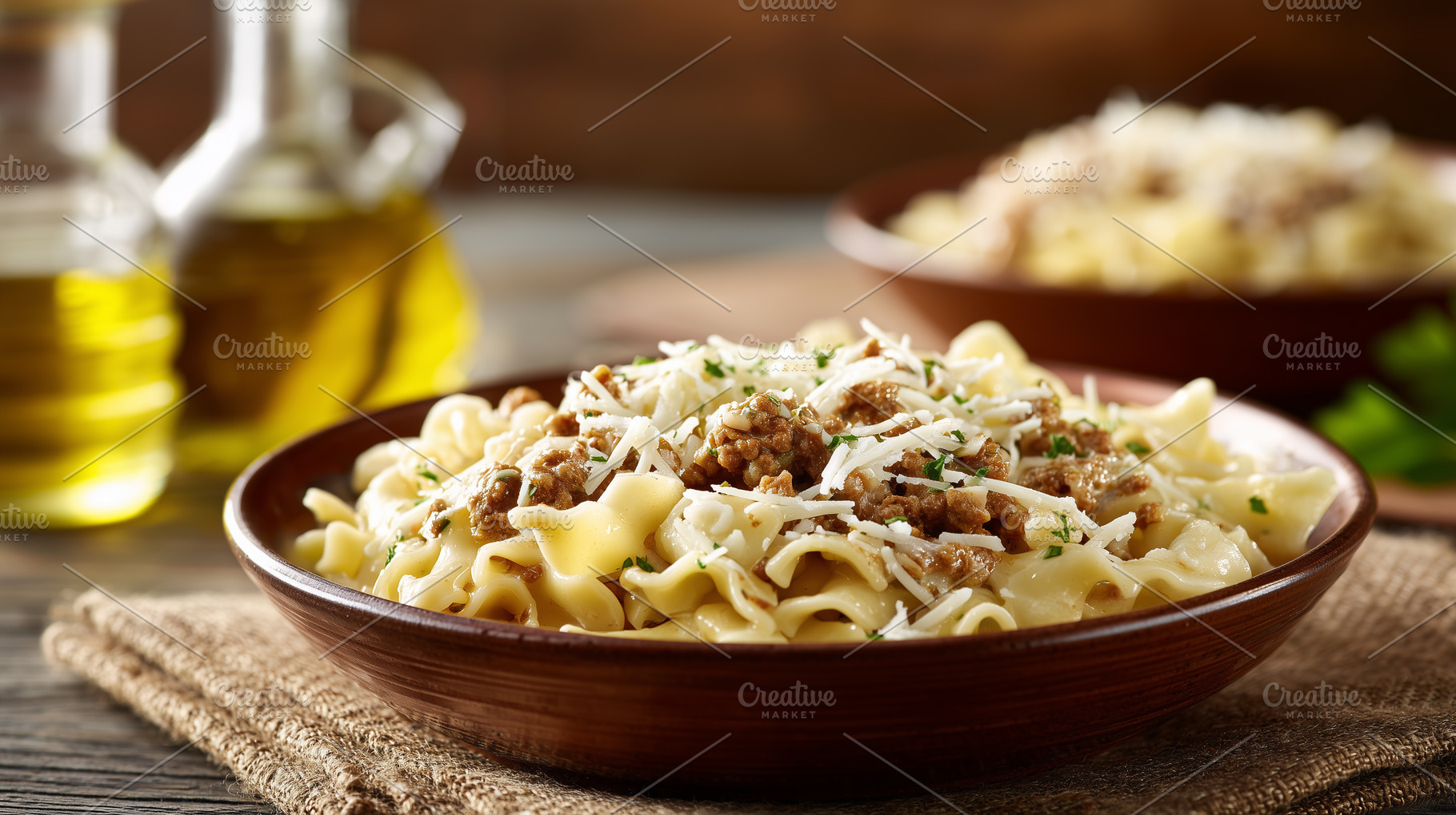 Pasta with ground meat sauce, a Food & Drink Photo by MistyDay