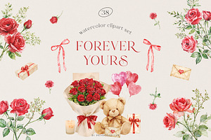 Watercolor Valentine's Day Clipart