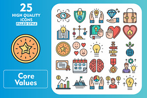 25 Core values Line Filled Icons, an Icon by Pexelpy