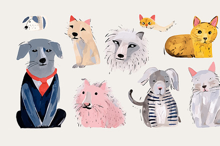 Cats and Dogs - children's drawing, an Object Graphic by Sybillla