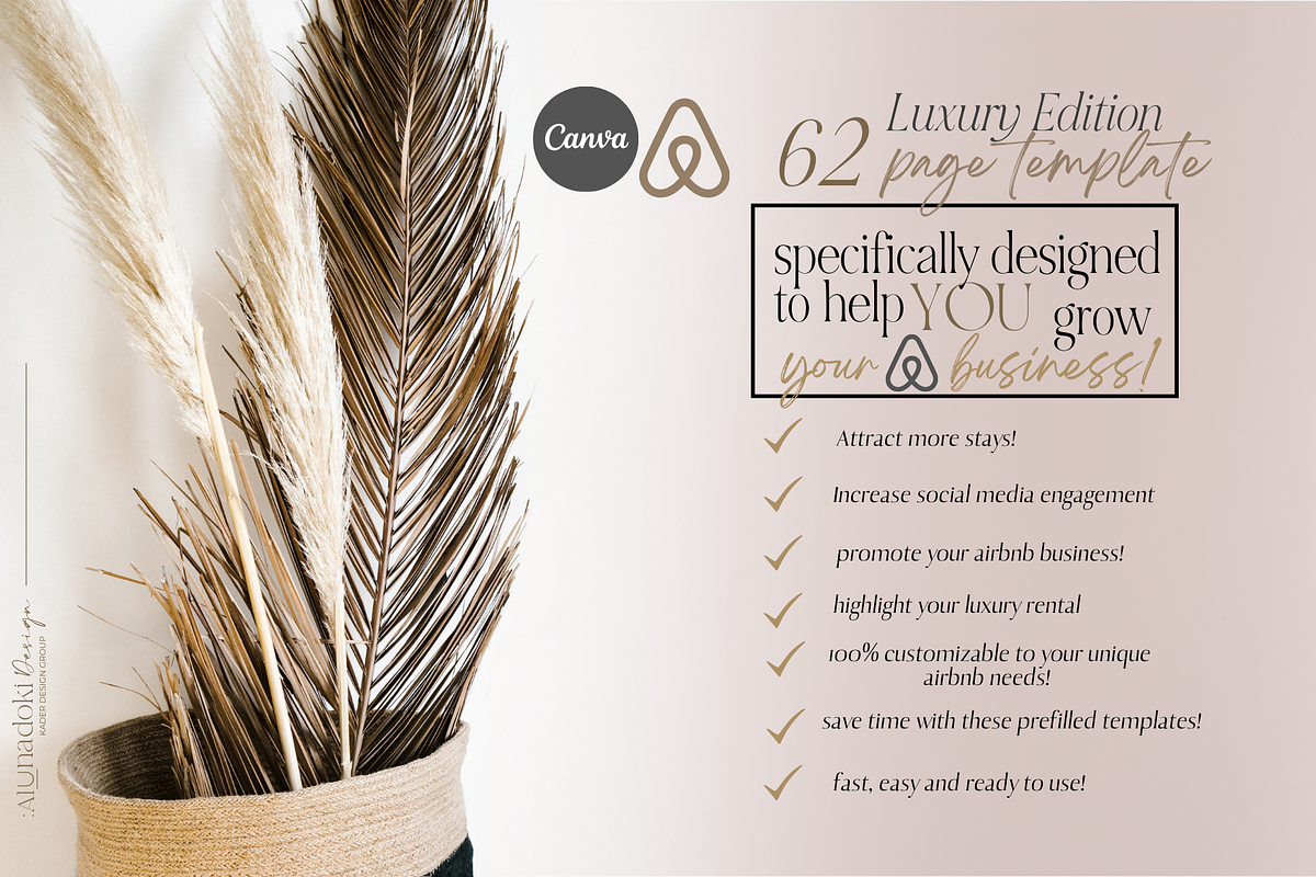 Airbnb Canva Welcome Book Guide, a Social Media Template by ALunadoki Design (Photo 2 of 8)