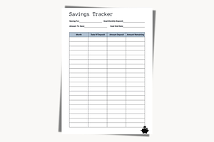 Savings Tracker Sheet Planner