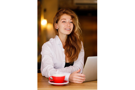 Young red-haired beautiful smiling, a Person Photo by serkum