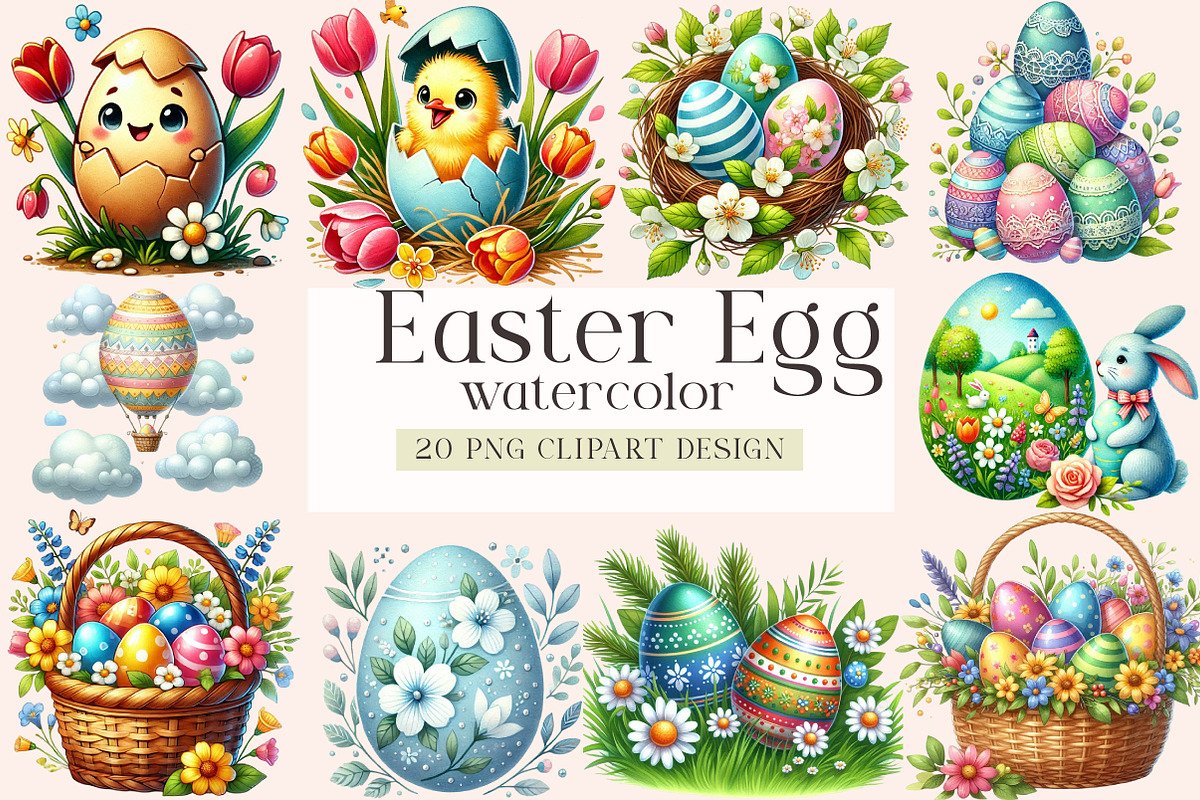 Easter Clipart, Easter Egg Bundle, an Illustration by DreamArtGraphic (Photo 1 of 4)