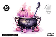 Halloween Pink Cauldron PNG Bundle, a Seasonal Illustration by Creative Arslan (Thumbnail 4 of 7)