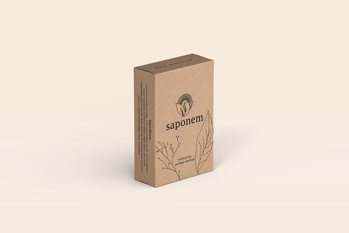 Vertical Kraft Soap Box Pack Mockup, a Packaging Mockup by Ram Studio LLC (Photo 2 of 8)