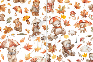 Autumn Teddy Bears Pattern