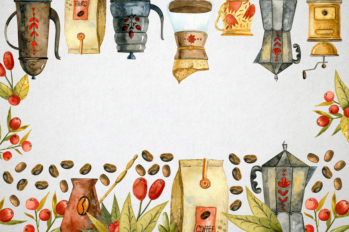 Coffee Illustrations Watercolor, a Texture Illustration by annasokol_ (Photo 8 of 13)