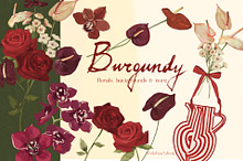 Burgundy Wedding Flower Illustration by  in Illustrations