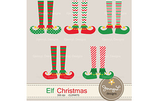 Elf Feet Christmas Clipart, an Illustration by JennyL Designs