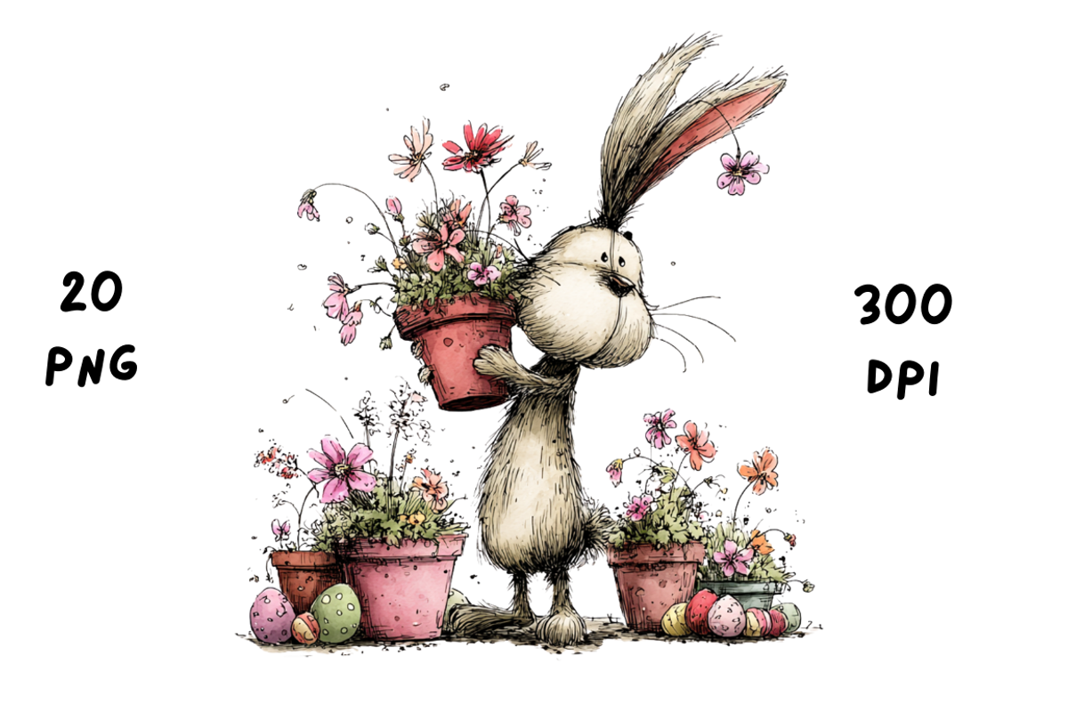 Whimsical Floral Easter Rabbit, an Animal Illustration by GiraffeCreative (Photo 15 of 20)