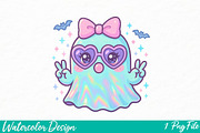 Bubblegum ghost png Iridescent Ghost, an Illustration by Watercolor design (Thumbnail 1 of 3)